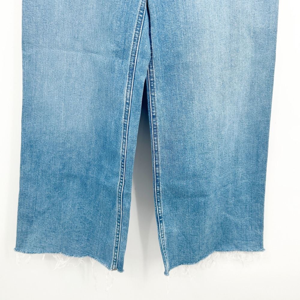 Zara Womens Medium Wash High Rise Raw Hem Baggy Wide Leg Barrel Jeans Size 0 - Picture 3 of 7